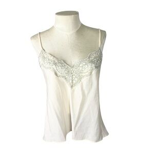 Vintage Alice Maloof 1960’s cream camisole chemise top size Medium ivory‎ lace